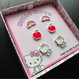 NWT Hello Kitty Fine Silver Plated Earring Set